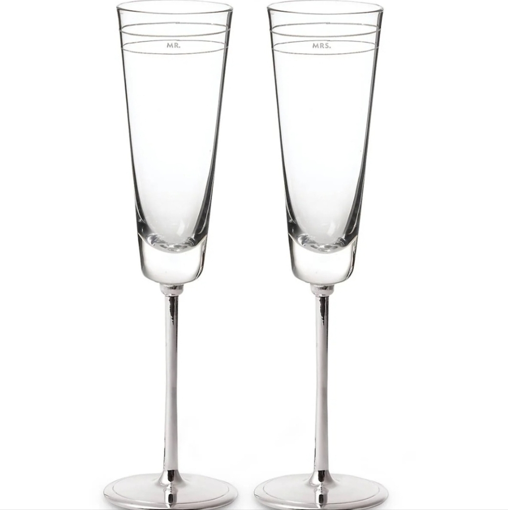 LENOX MR AND MRS  FLUTES PLUS BY KATE SPADE.